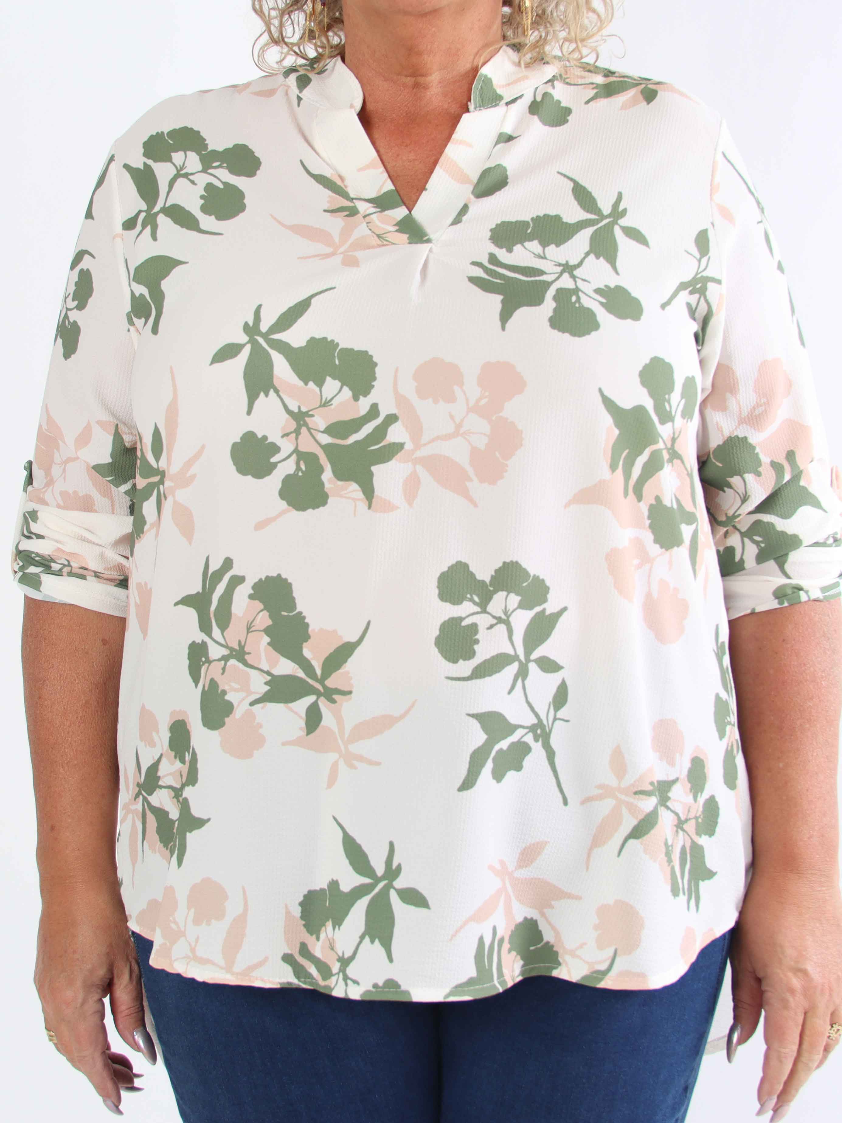 Vanesa Leaf - Lätt plus size-tunika i viskos med bladmotiv